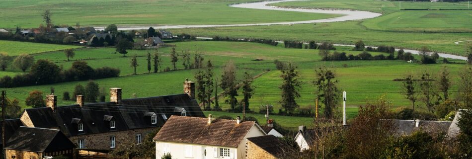 village, farms, horse, fields, mont saint michel, france, nature, landscape, village, village, village, village, village